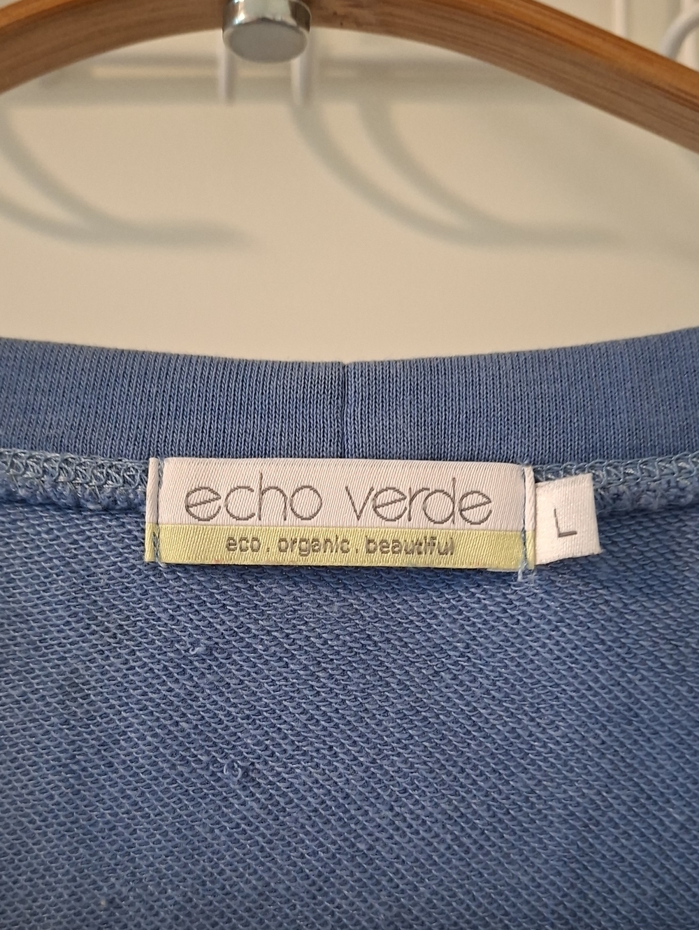 Echo Verde Cornflower Blue Eco French Terry Swing Dress w/ Pockets (Size L) - Picture 2 of 5